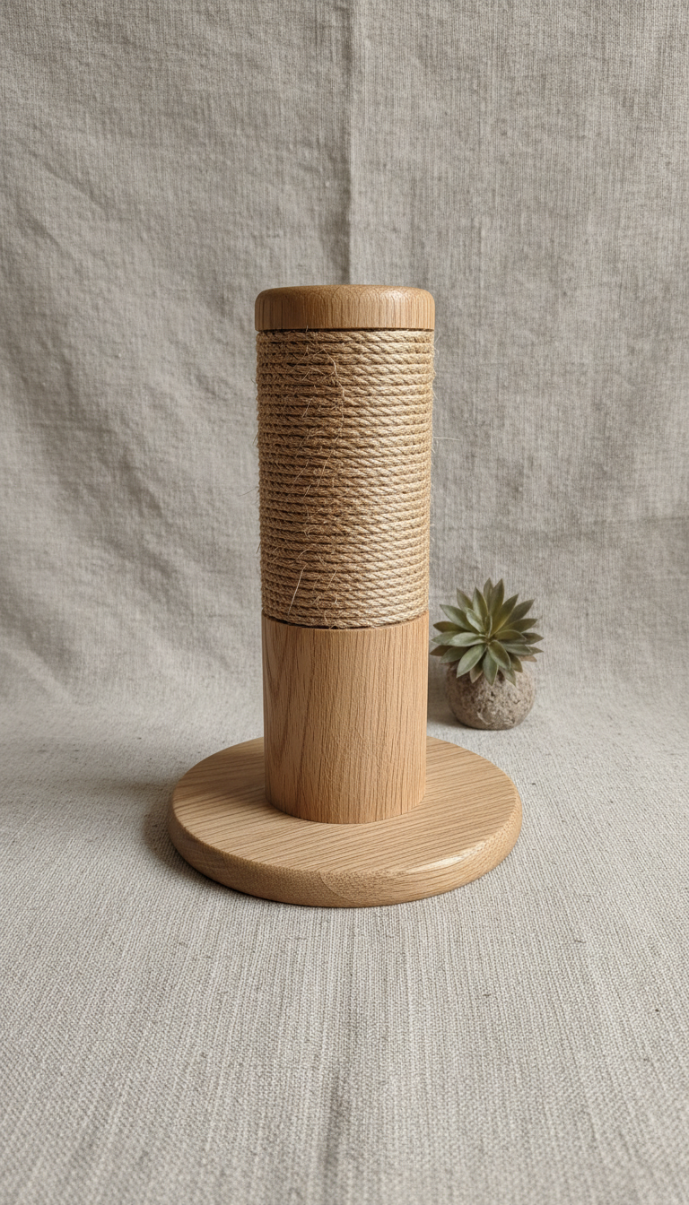 Eco-friendly sisal cat scratching post with natural finish